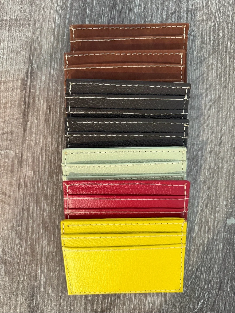 Minimalist Brown Leather Card Holder - Men Accessories